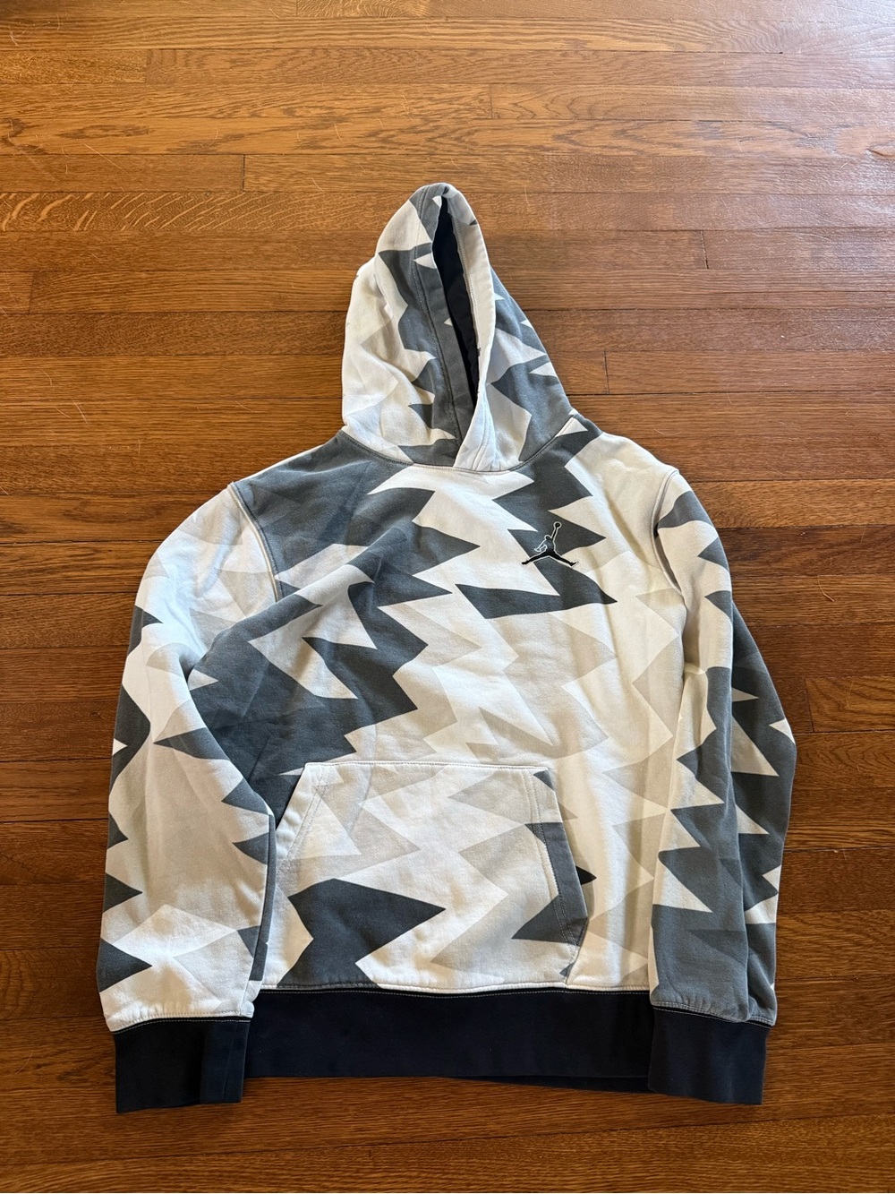 Nike Jumpman Kids Gray and White Geometric Pullover Hoodie